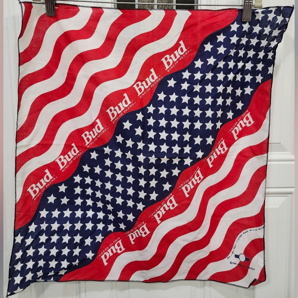Vintage 1996 Budweiser American flag bandana handkerchief